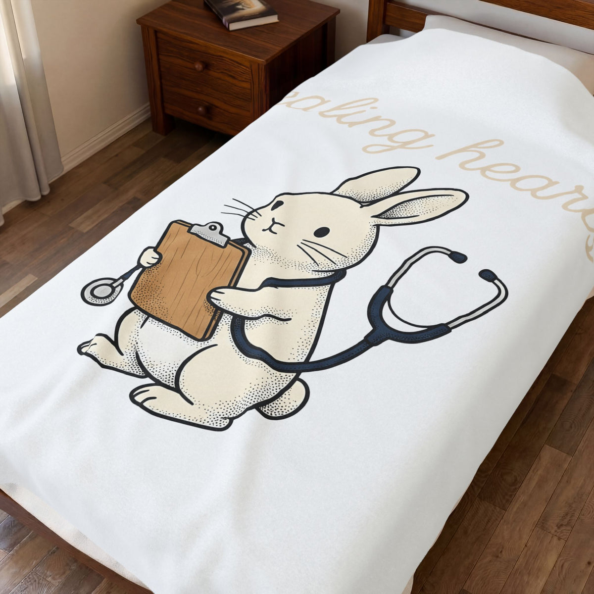 Hare Doctor Blanket Nurse Creature Gift Women Playful Blanket Rabbit Doctor Blanket Nursing Enthusiast Funny Blanket Beast Graphic Cartoon Doctor