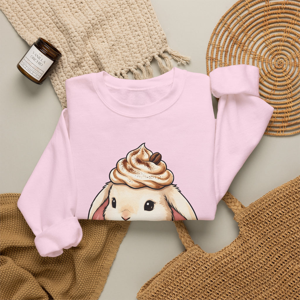 Bunny Espresso Sweatshirt Coffee Wildlife Gift Women Adorable Sweatshirt Rabbit Coffee Sweatshirt Coffee Fan Animal Graphic Sweatshirt Painterly Froth Sweatshirt