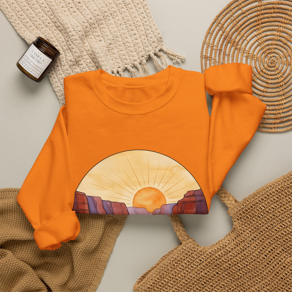 Desert Canyon Sweatshirt Nature Hiking Gift Women Hand Painted Sweatshirt Canyon Sweatshirt Outdoors Enthusiast Painted Sweatshirt Trekker Graphic Retro Dawn