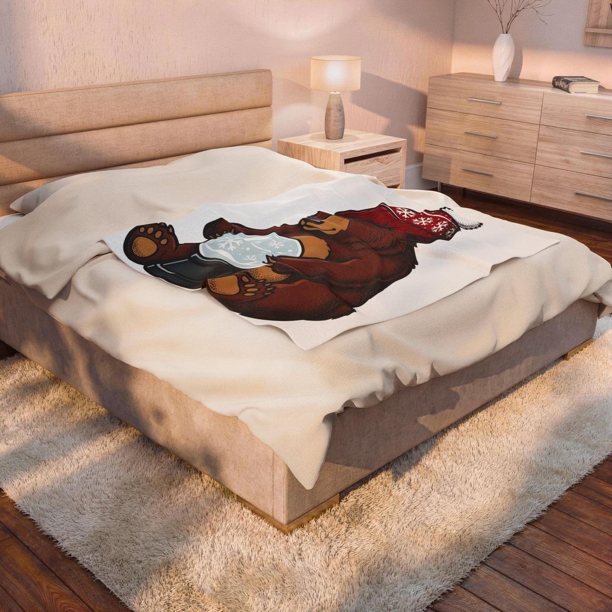 Bear Snow Globe Blanket Animals Holiday Gift Women Cute Blanket Snow Globe Blanket Wildlife Fan Cartoon Blanket Christmas Graphic Hand Drawn Winter