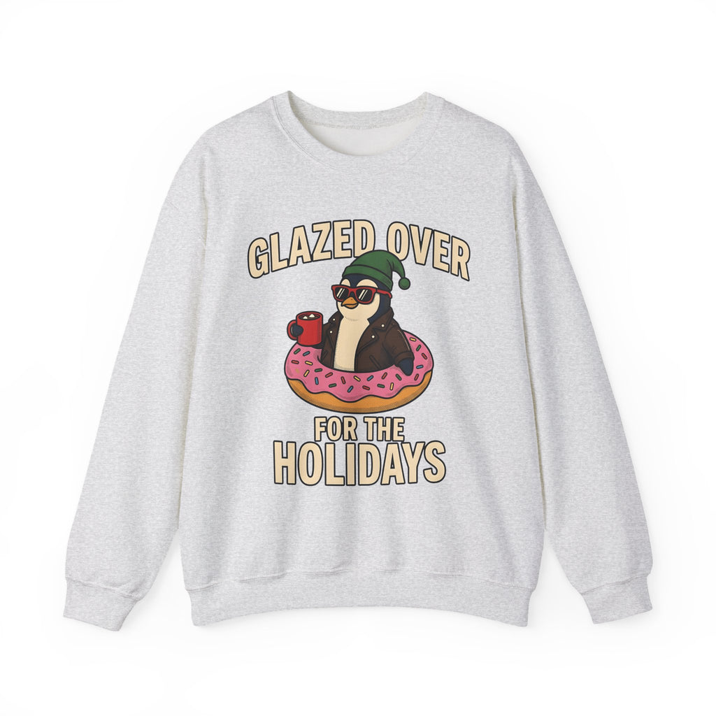 Penguin Treat Sweatshirt Christmas Funny Gift Women Sketch Sweatshirt Penguin Snack Sweatshirt Xmas Fan Doodle Sweatshirt Humor Graphic Hand Drawn Tea Cup