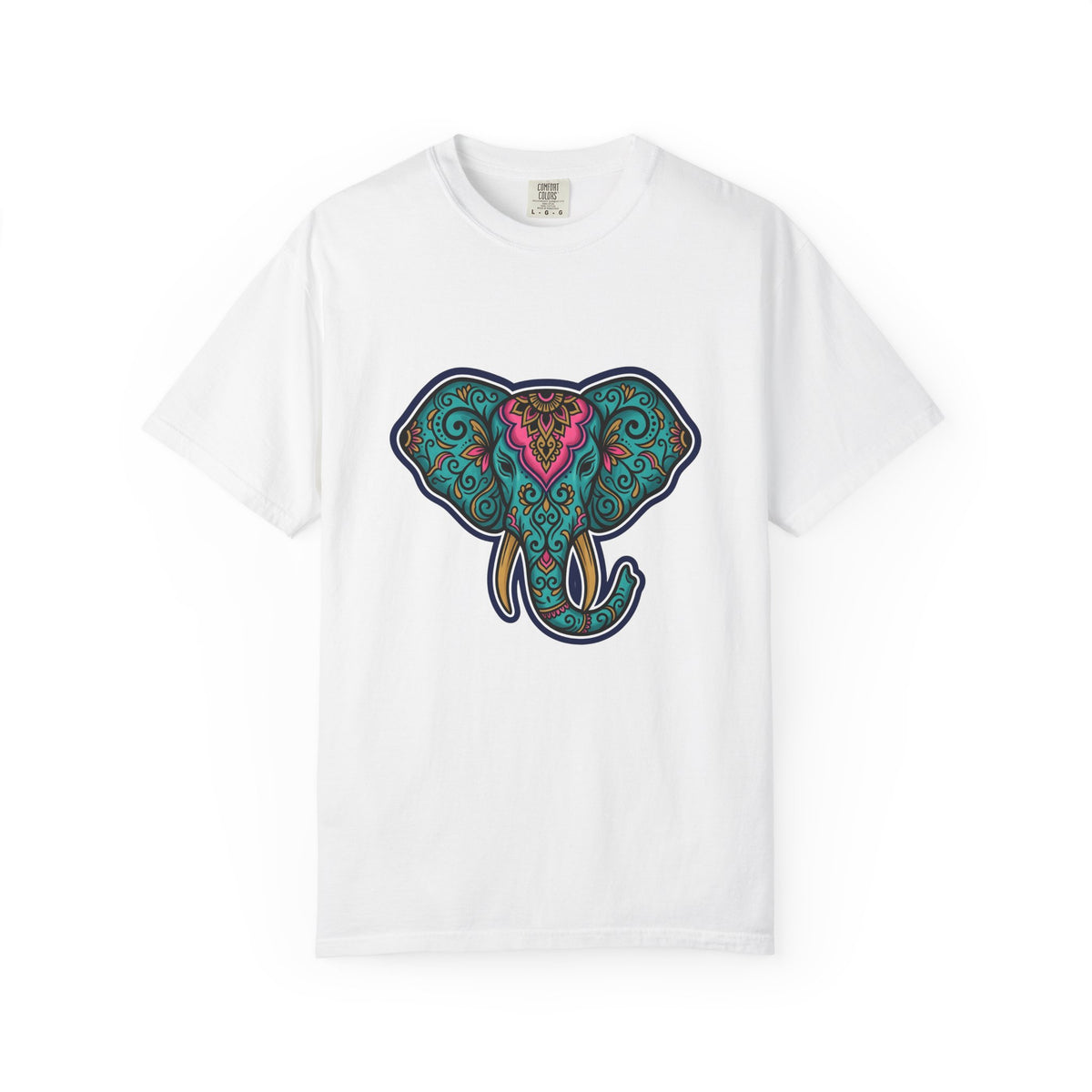 Elephant Head T-Shirt Boho Animal Gift Women Boho T-Shirt Pachyderm T-Shirt Hippie Fan Boho Chic T-Shirt Wildlife Graphic Mandala Floral Pattern