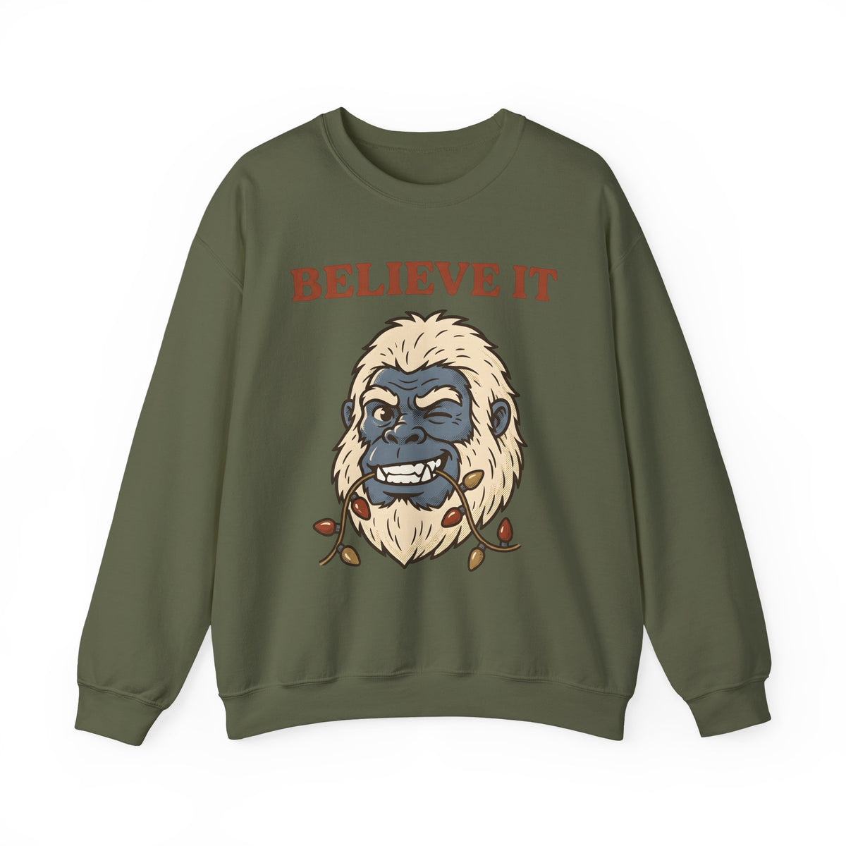 Abominable Snowman Face Sweatshirt Christmas Jokes Gift Women Comic Sweatshirt Yeti Sweatshirt Xmas Fan Cartoon Sweatshirt Pun Graphic Retro Holiday Lights