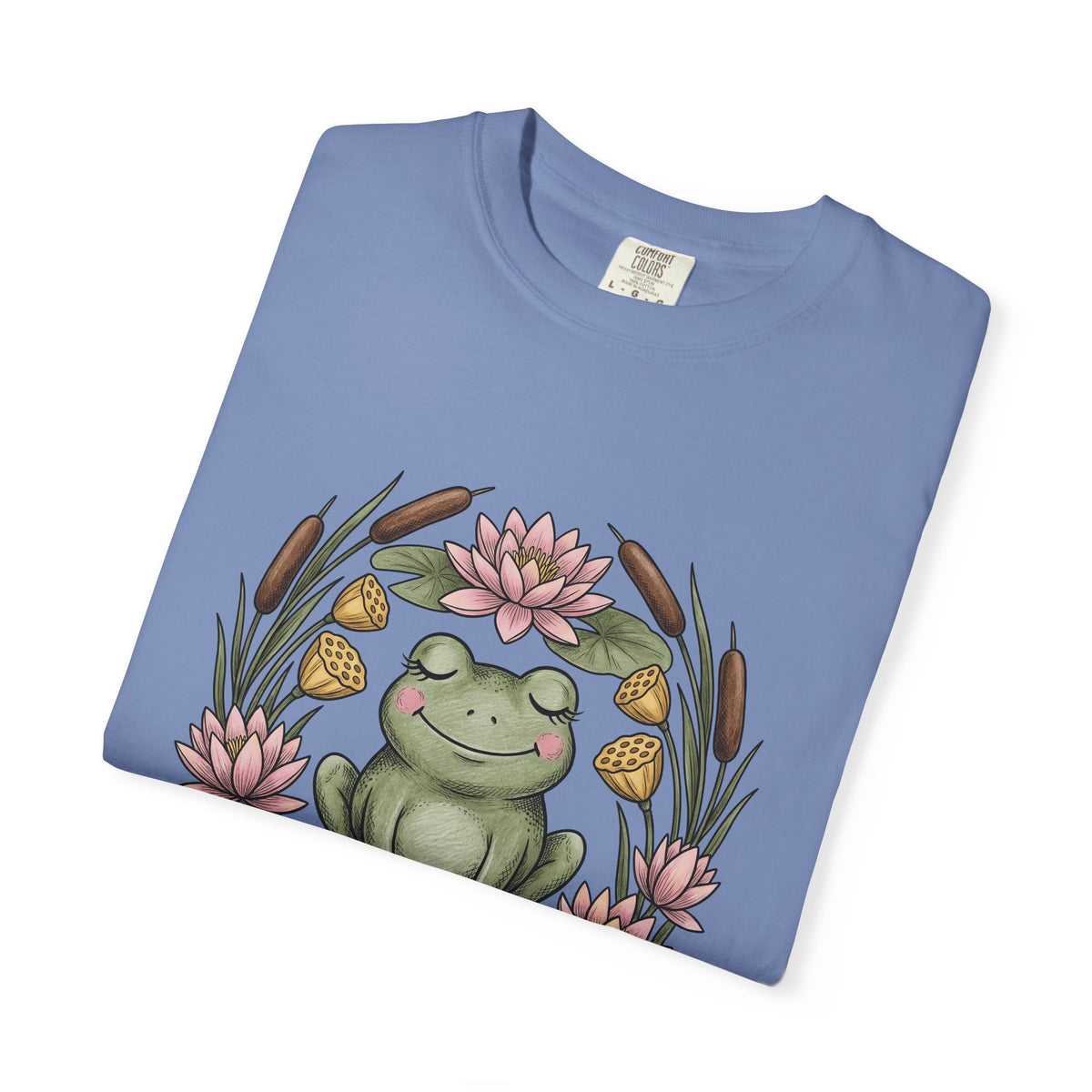 Frog Lotus Blossom T-Shirt Boho Chic Environment Gift Women Line Art T-Shirt Toad T-Shirt Bohemian Fan Minimalist T-Shirt Eco Graphic Distressed