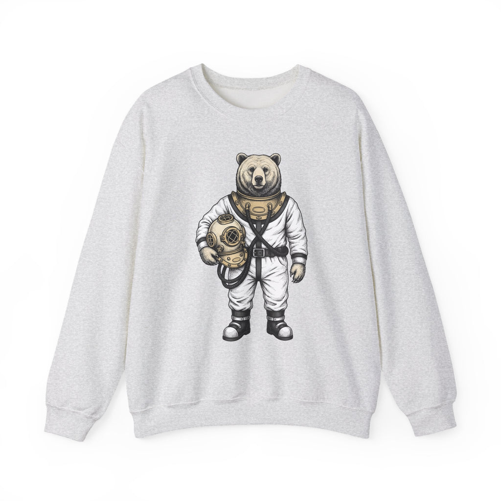 Bear Snorkeling Sweatshirt Funny Nature Gift Women Classic Sweatshirt Grizzly Sweatshirt Humor Fan Vintage Sweatshirt Wildlife Graphic Ink Diving Helmet Sweatshirt