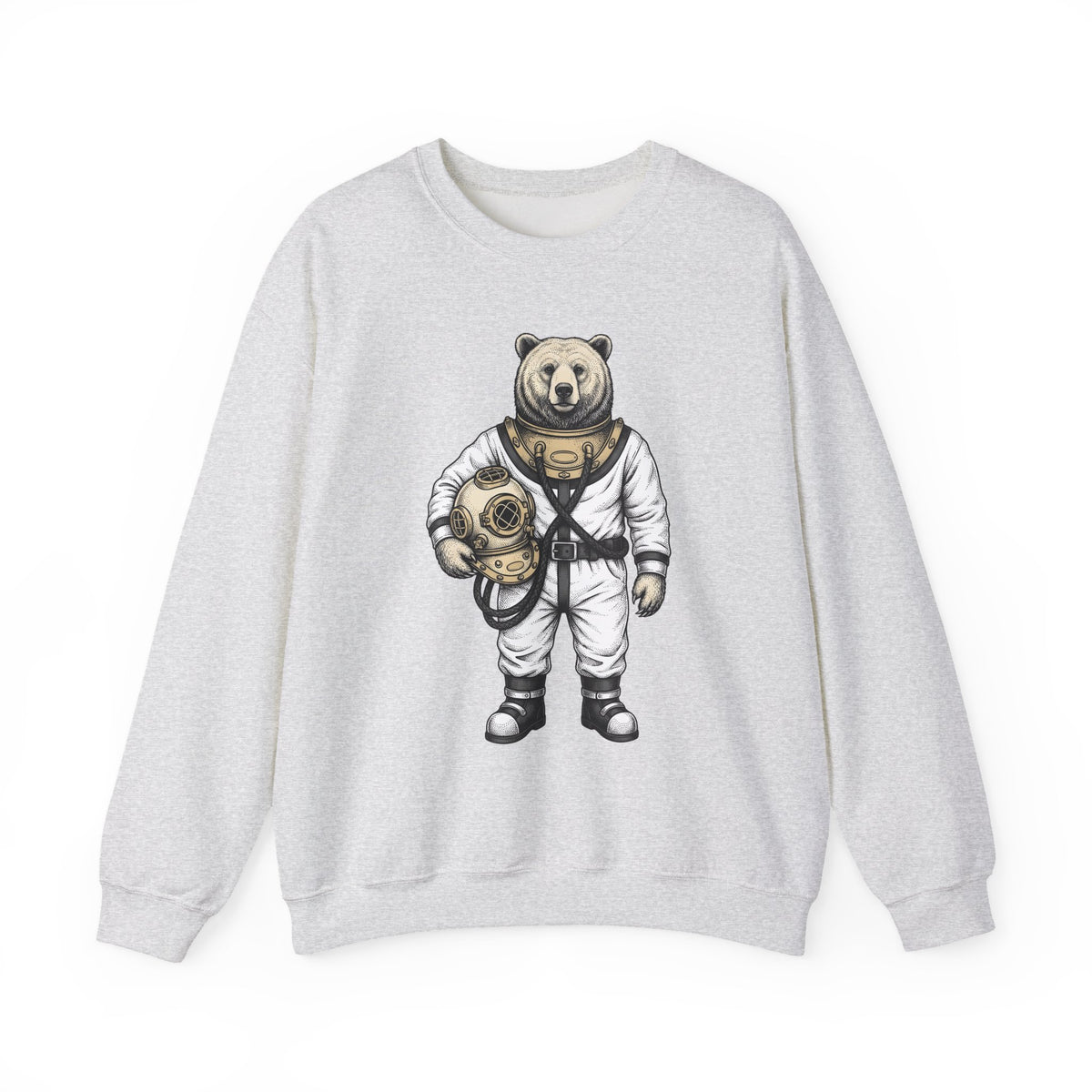 Bear Snorkeling Sweatshirt Funny Nature Gift Women Classic Sweatshirt Grizzly Sweatshirt Humor Fan Vintage Sweatshirt Wildlife Graphic Ink Diving Helmet Sweatshirt