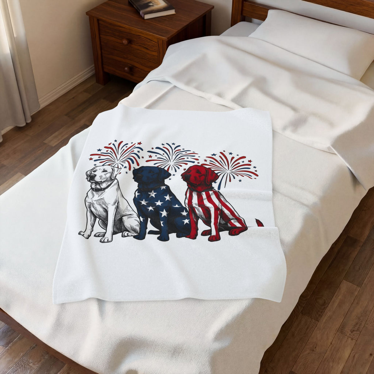 American Dogs Blanket America/4th Of July Pet Gift Women Sketch Blanket Canine Blanket Patriot Fan Hand Drawn Blanket Animal Graphic Retro