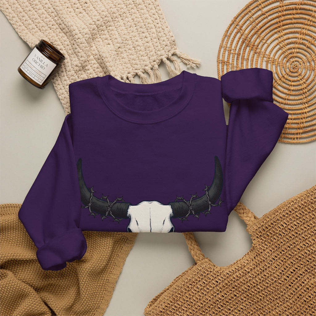 Bull Skull Sweatshirt Cowgirl Ranch Gift Women Western Sweatshirt Cow Skull Sweatshirt