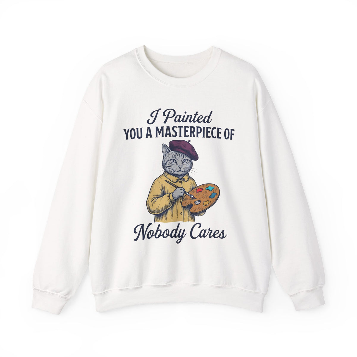 Artist Cat Sweatshirt Cat Humor Gift Women Vintage Sweatshirt Kitty Cat Sweatshirt Feline Fan Retro Sweatshirt Funny Graphic Hand Drawn Paint Palette Sweatshirt