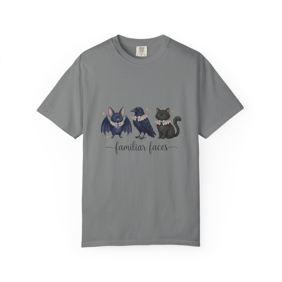 Bat Crow Cat T-Shirt Halloween Witch Gift Women Cute T-Shirt Animal T-Shirt Spooky Fan Cartoon T-Shirt Magical Graphic Hand