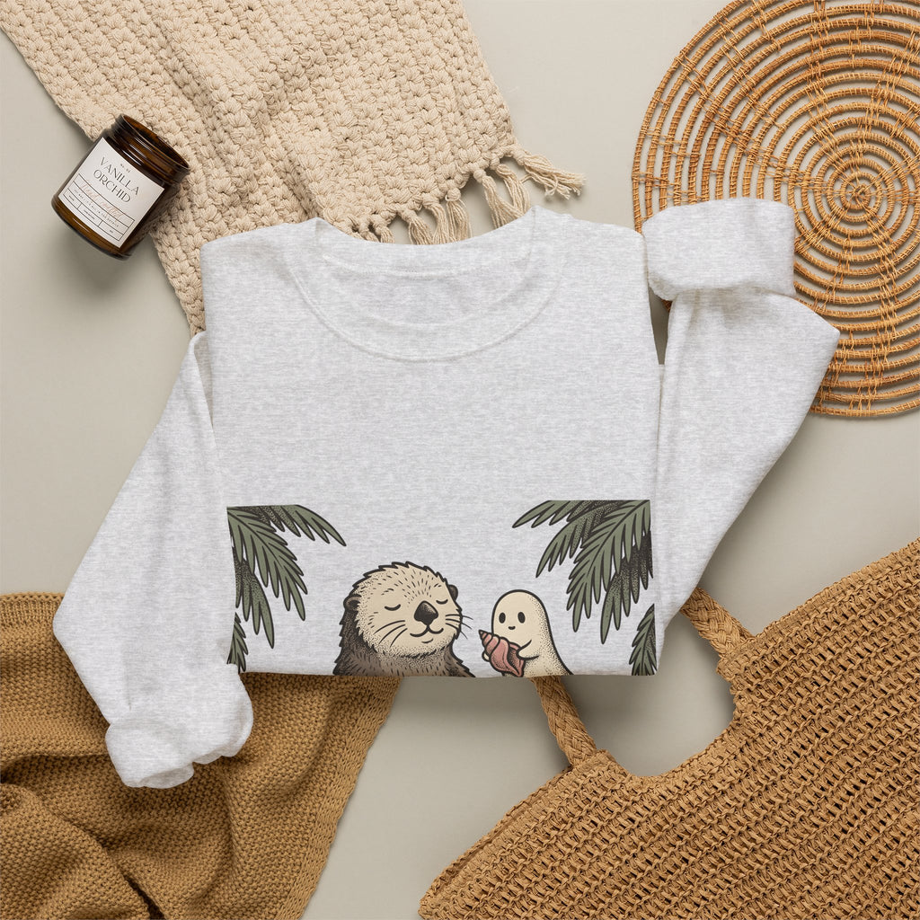 Otter Wave Sweatshirt Sports Seaside Gift Women Playful Sweatshirt Otter Sweatshirt Athlete Fan Cartoon Sweatshirt Coastal Graphic Old School Apparition Sweatshirt