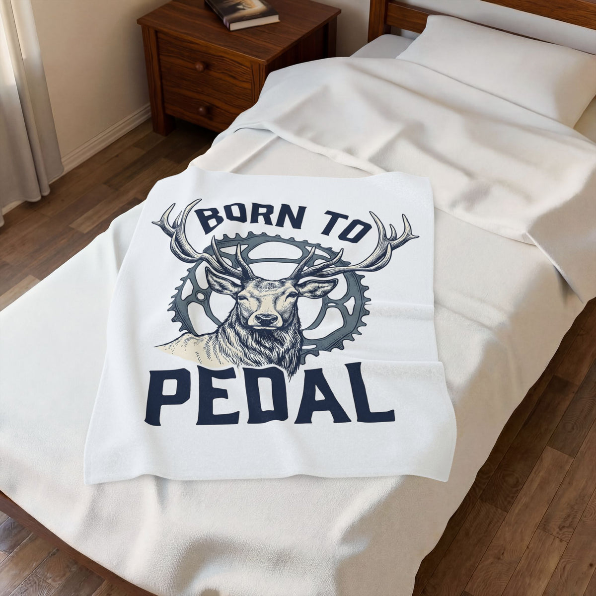 Deer Gear Cycling Nature Gift Vintage Hunting Cyclist Fan Retro Wilderness Hand Drawn Antlers Blanket
