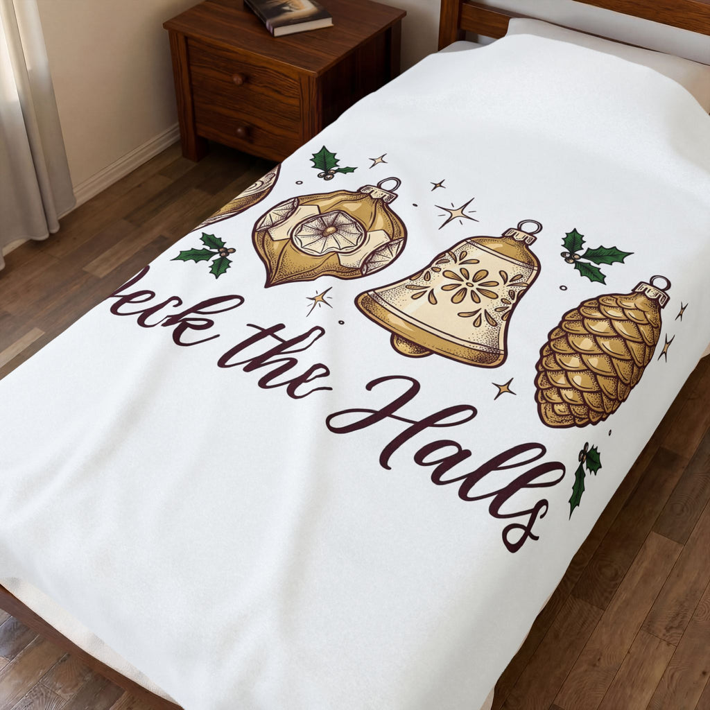 Festive Ornaments Blanket Christmas Event Gift Women Line Art Blanket Baubles Blanket Xmas Fan Illustration Graphic Blanket Hand Painted Pine