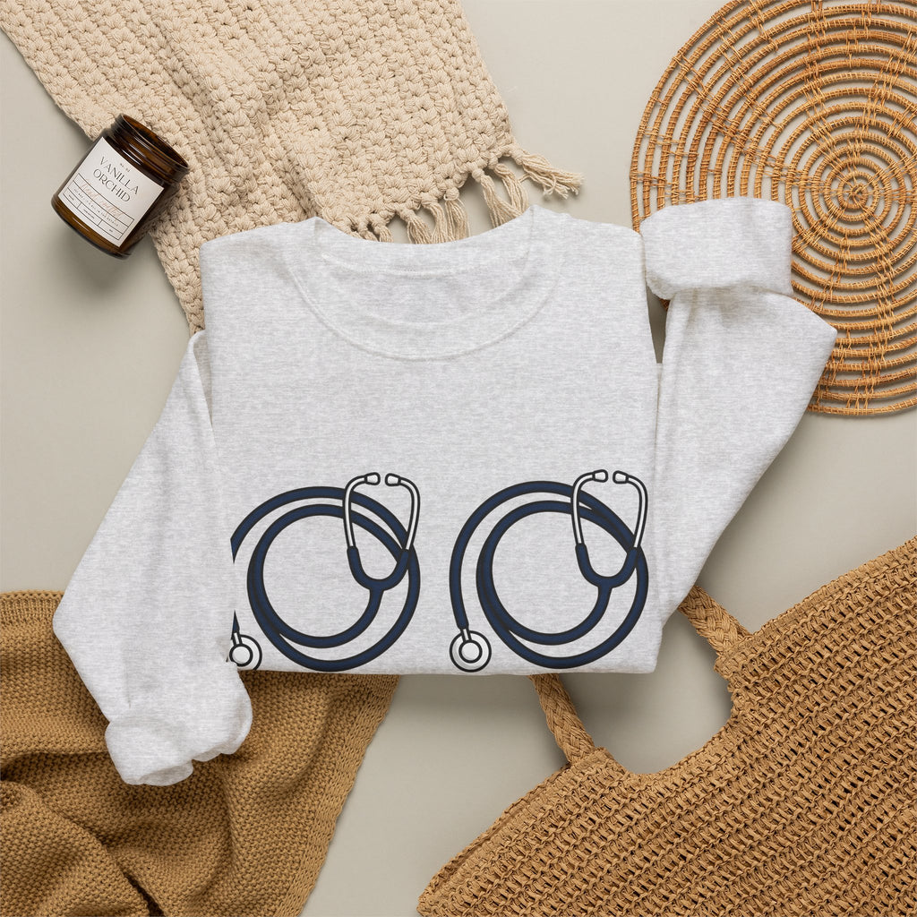 Stethoscope Print Sweatshirt Nurses Medical Gift Women Simple Sweatshirt Medical Device Sweatshirt Nurse Practitioner Enthusiast Minimalist Sweatshirt Clinical