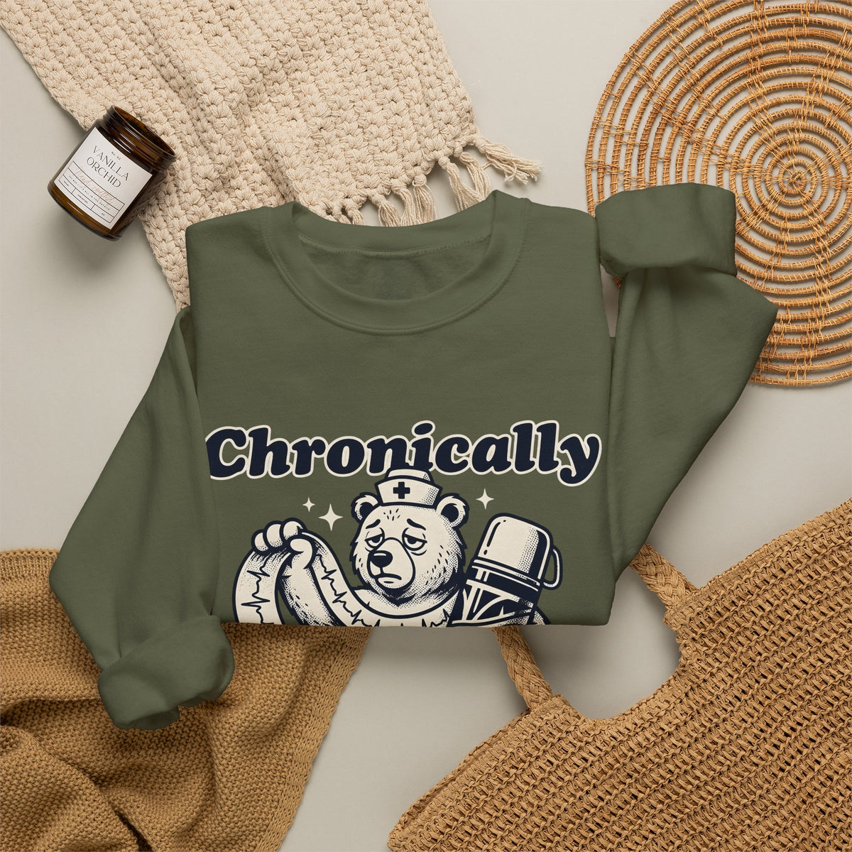 Nurse Bear Sweatshirt Nurses Humor Gift Women Vintage Sweatshirt Teddy Bear Sweatshirt Nursing Enthusiast Retro Sweatshirt Funny Graphic Hand Drawn Coffee Sweatshirt