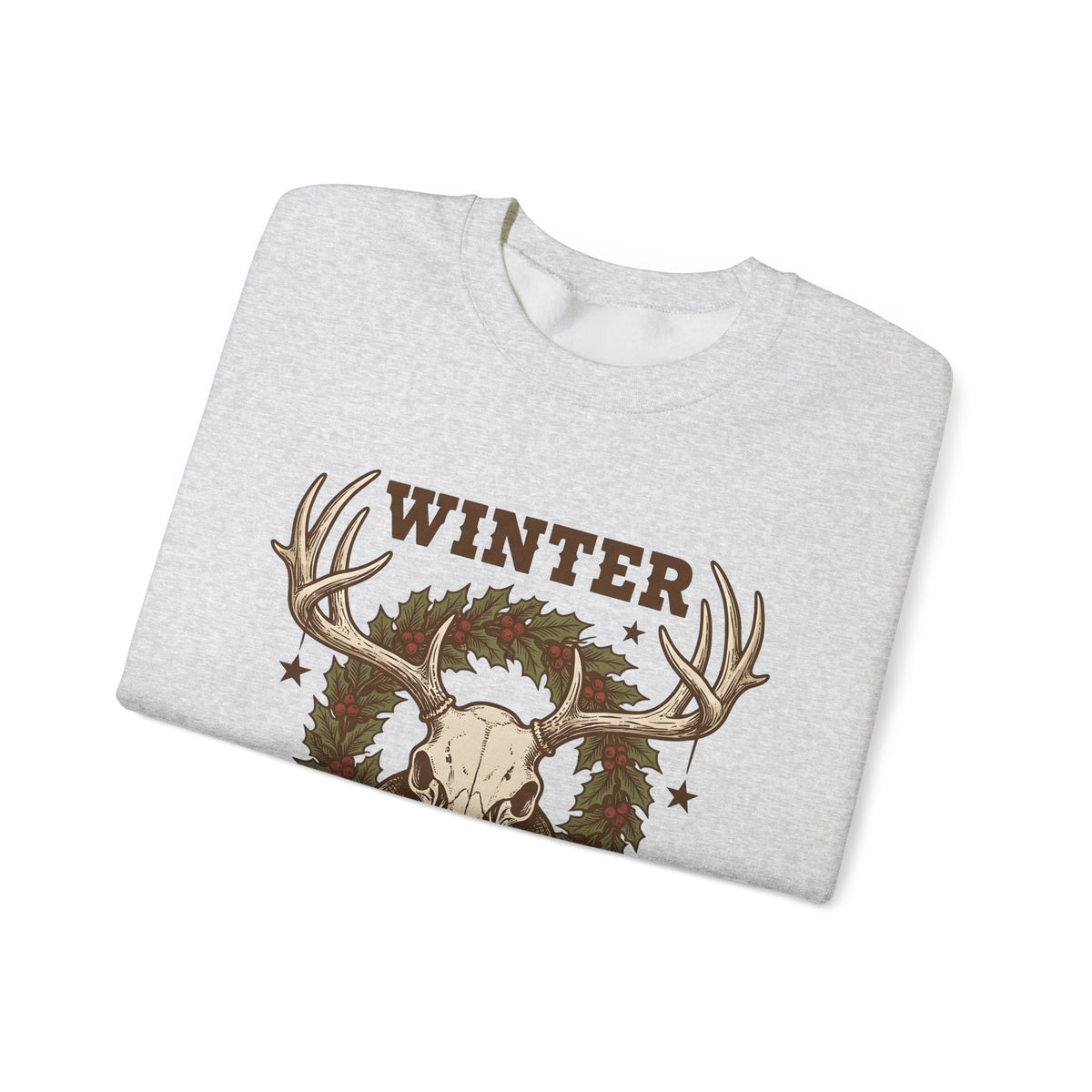 Antler Skull Sweatshirt Christmas Frost Gift Women Throwback Sweatshirt Deer Skull Sweatshirt Xmas Fan Holiday Sweatshirt Frosty Graphic Cartoon Pine Wreath