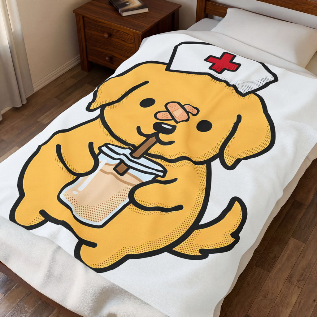 Nurse Puppy Blanket Nurse Creature Gift Women Chibi Blanket Puppy Dog Blanket Nursing Enthusiast Cartoon Blanket Animal Graphic Illustration