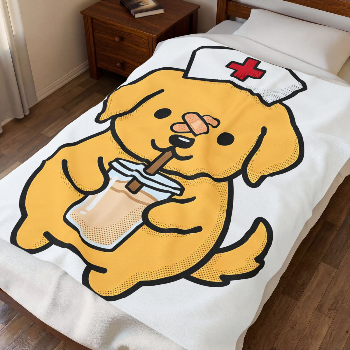 Nurse Puppy Blanket Nurse Creature Gift Women Chibi Blanket Puppy Dog Blanket Nursing Enthusiast Cartoon Blanket Animal Graphic Illustration