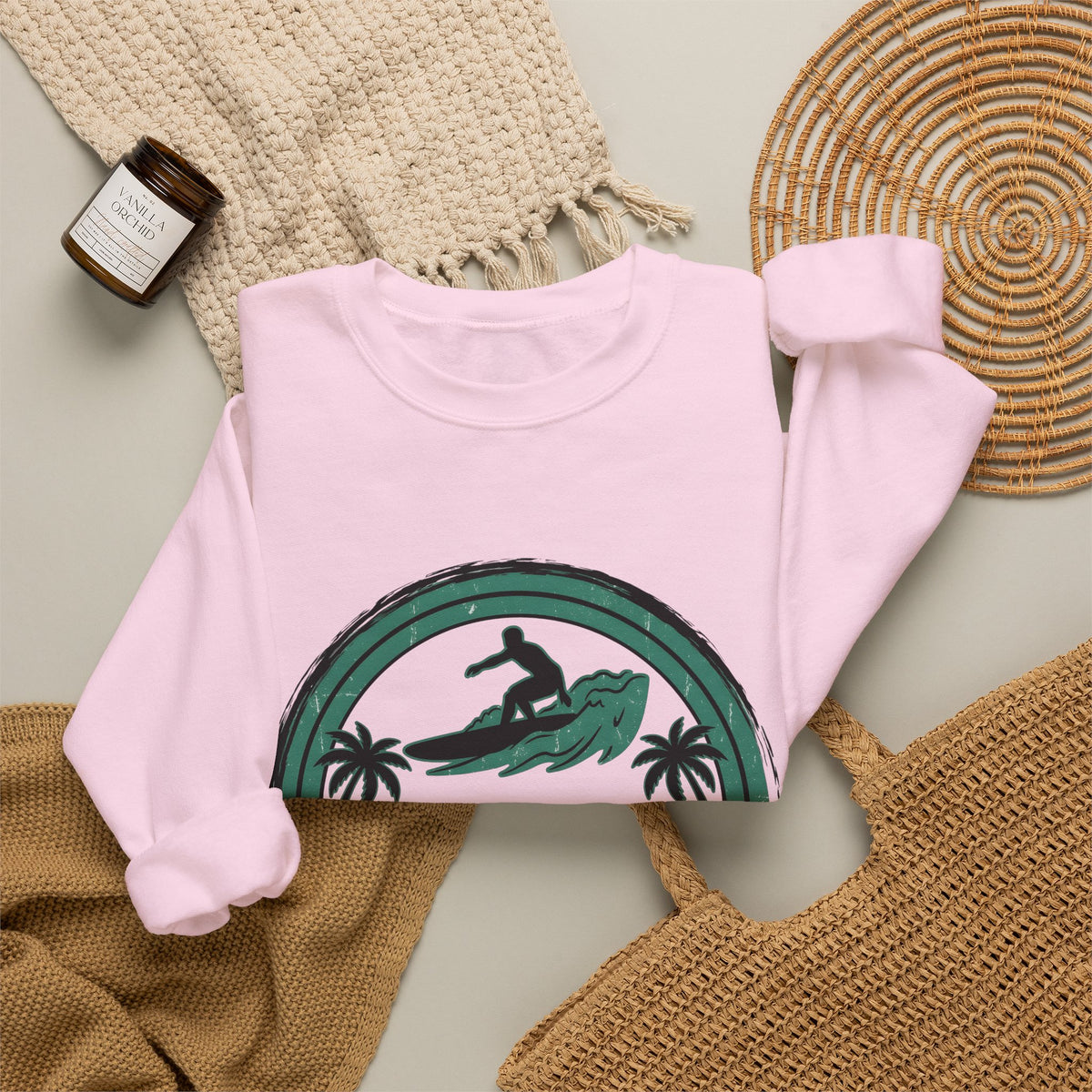 Surfing Surfing Seaside Gift Hand Drawn Surf Surfer Fan Surfing Coastal Sweatshirt