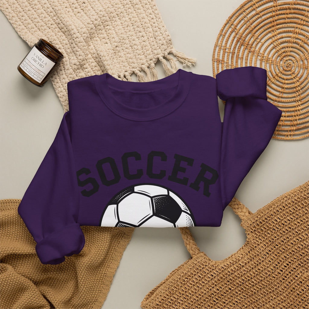 Soccer Ball Moms Sports Gift Vintage Football Mom Fan Retro Athletic Hand Drawn Varsity Sweatshirt