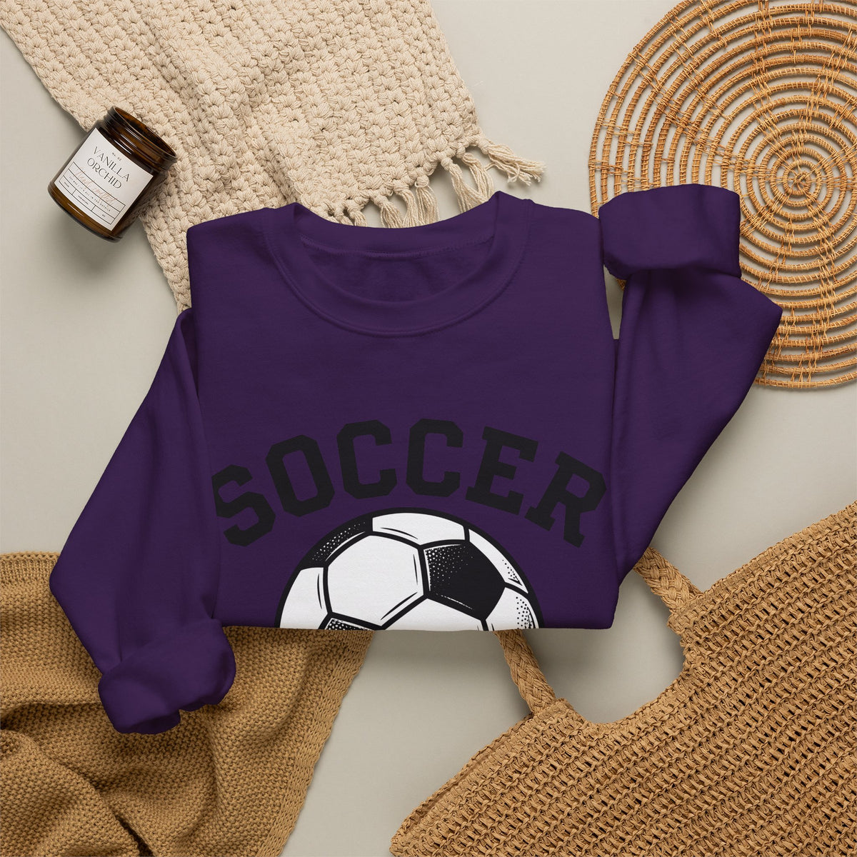Soccer Ball Moms Sports Gift Vintage Football Mom Fan Retro Athletic Hand Drawn Varsity Sweatshirt