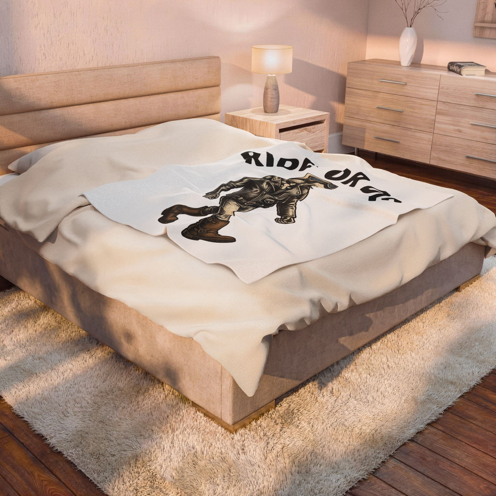 Bony Biker Blanket Halloween Chopper Gift Women Old School Blanket Biker Blanket Horror Fan Retro Blanket Motorcycle Graphic Grunge Shades Blanket