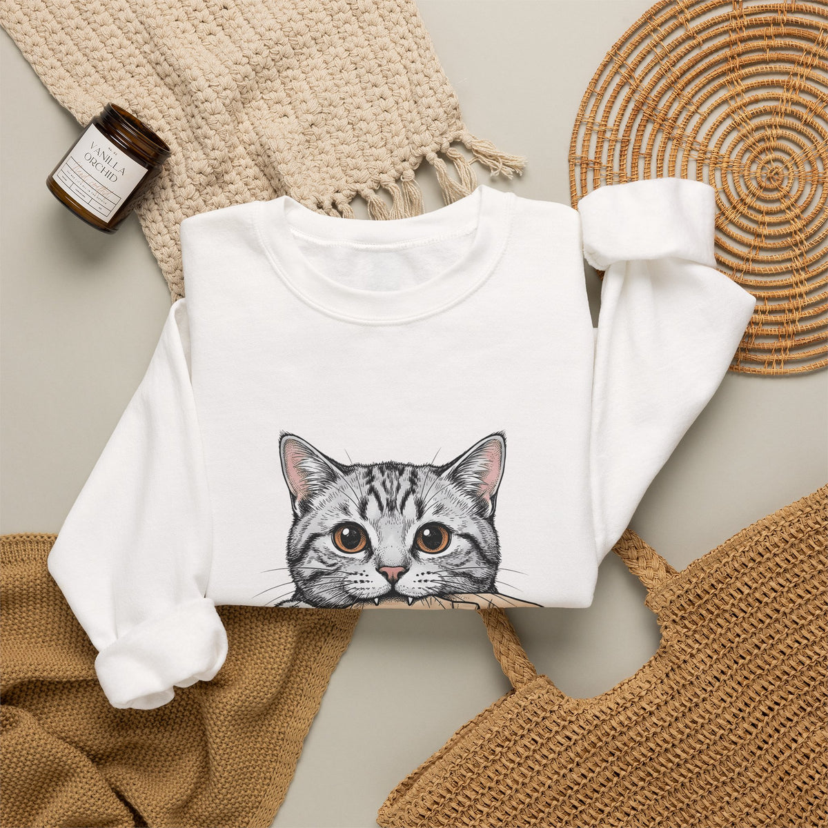 Tabby Cat Cat Humor Gift Hand Drawn Kitty T Sweatshirt