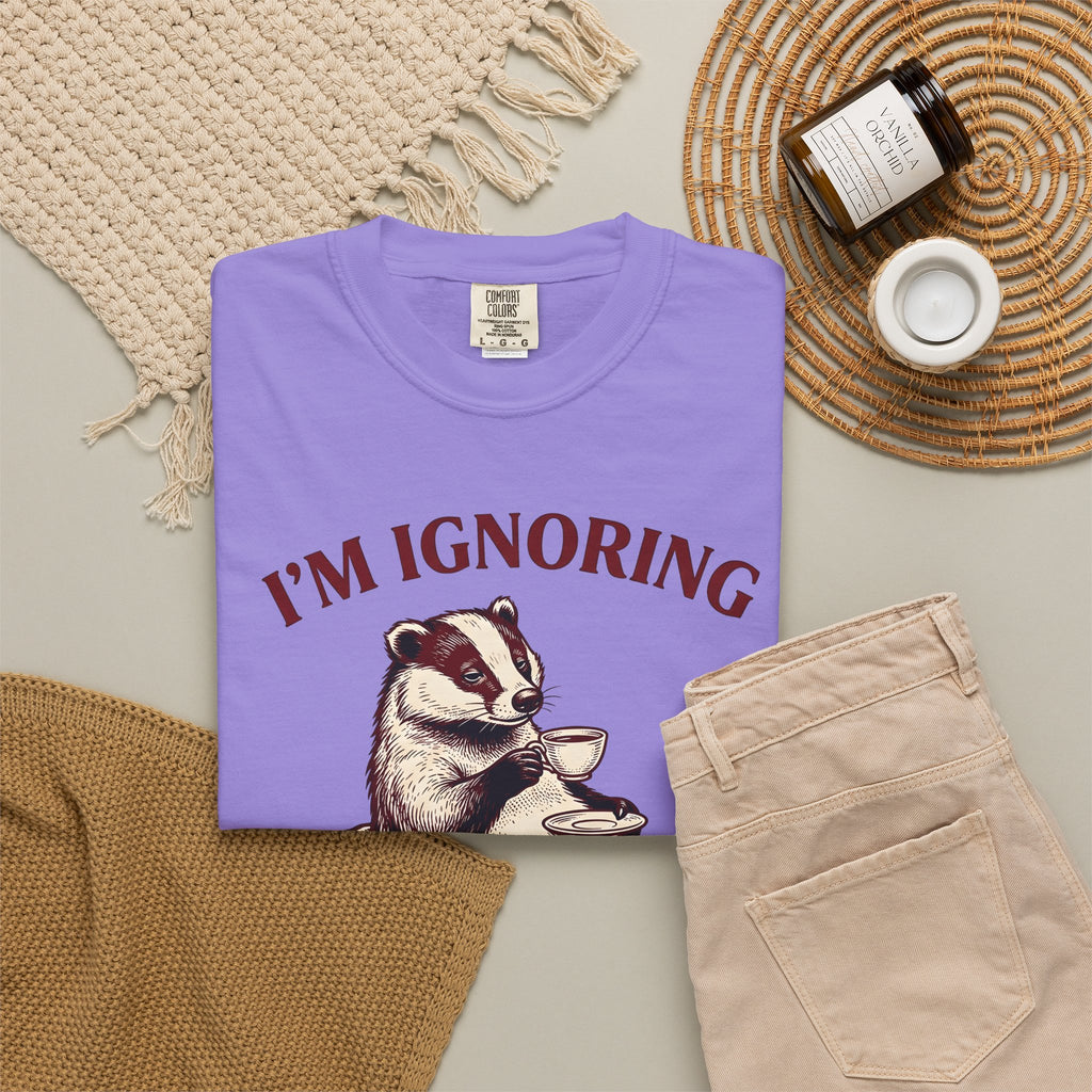 Badger Tea Funny Creatures Gift Sketch Tea Humor Fan Drawing Cartoon Tea Cup T-Shirt