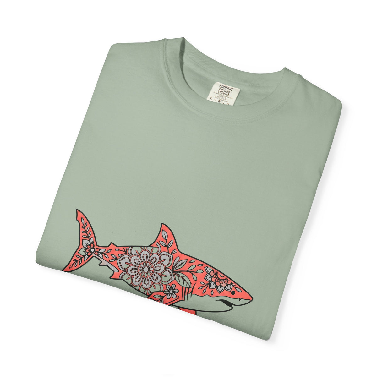 Tropical Shark T-Shirt Boho Chic Aquatic Gift Women Ethnic T-Shirt Shark T-Shirt Bohemian Fan Tribal T-Shirt Marine Graphic Ink Ornament T-Shirt
