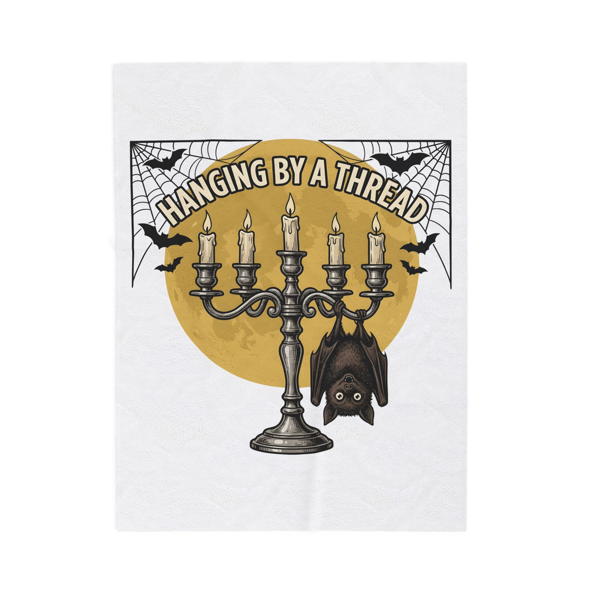 Bat Candelabra Blanket Halloween Goth Gift Women Gothic Blanket Candelabrum Blanket Horror Fan Dark Blanket Emo Graphic Vintage Spiderweb Blanket