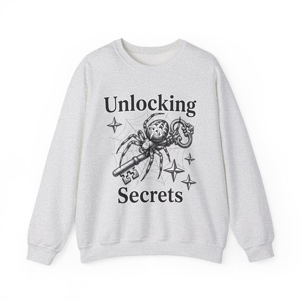Spider Pendant Sweatshirt Halloween Magic Gift Women Spooky Sweatshirt Spider Necklace Sweatshirt Horror Fan Creepy Art Sweatshirt Mystical Graphic Sketch