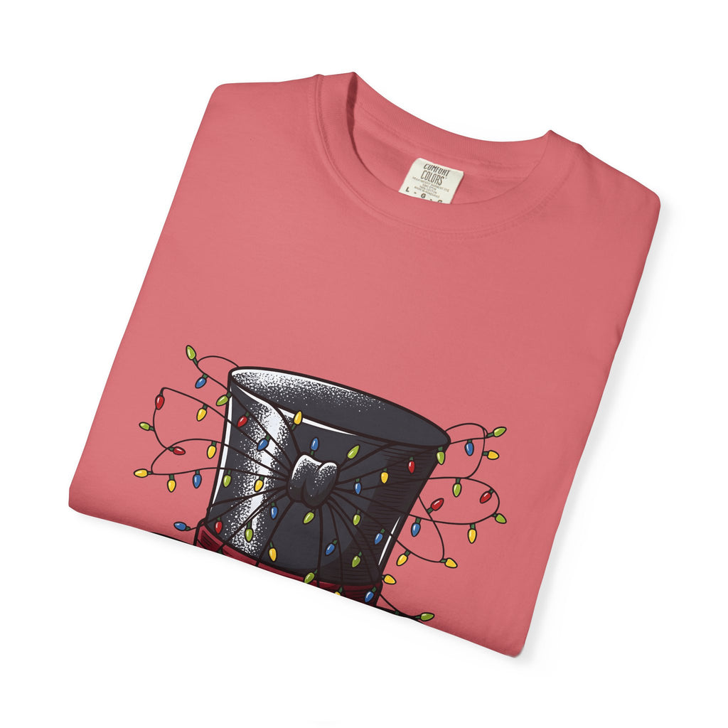 Top Hat Christmas Festive Gift Retro Topper Xmas Fan Vintage Holiday Line Bistro Lights T-Shirt