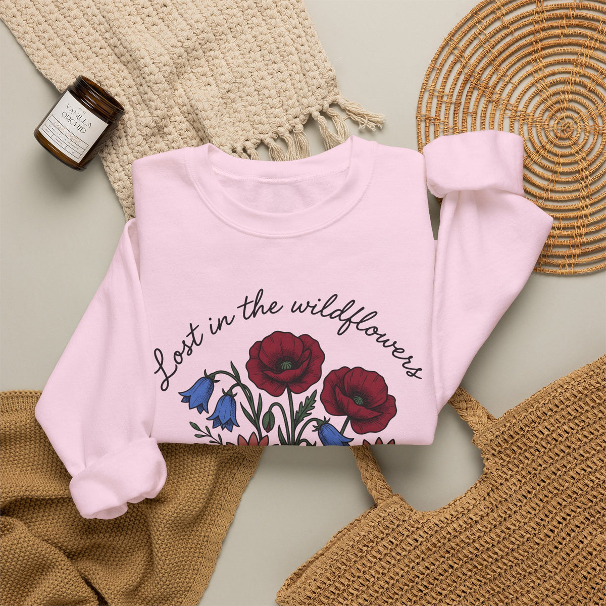 Meadow Flowers Sweatshirt Floral Garden Gift Women Plant Drawing Sweatshirt Wildflowers Sweatshirt Flower Fan Botanical Sweatshirt Yard Graphic Hand Drawn
