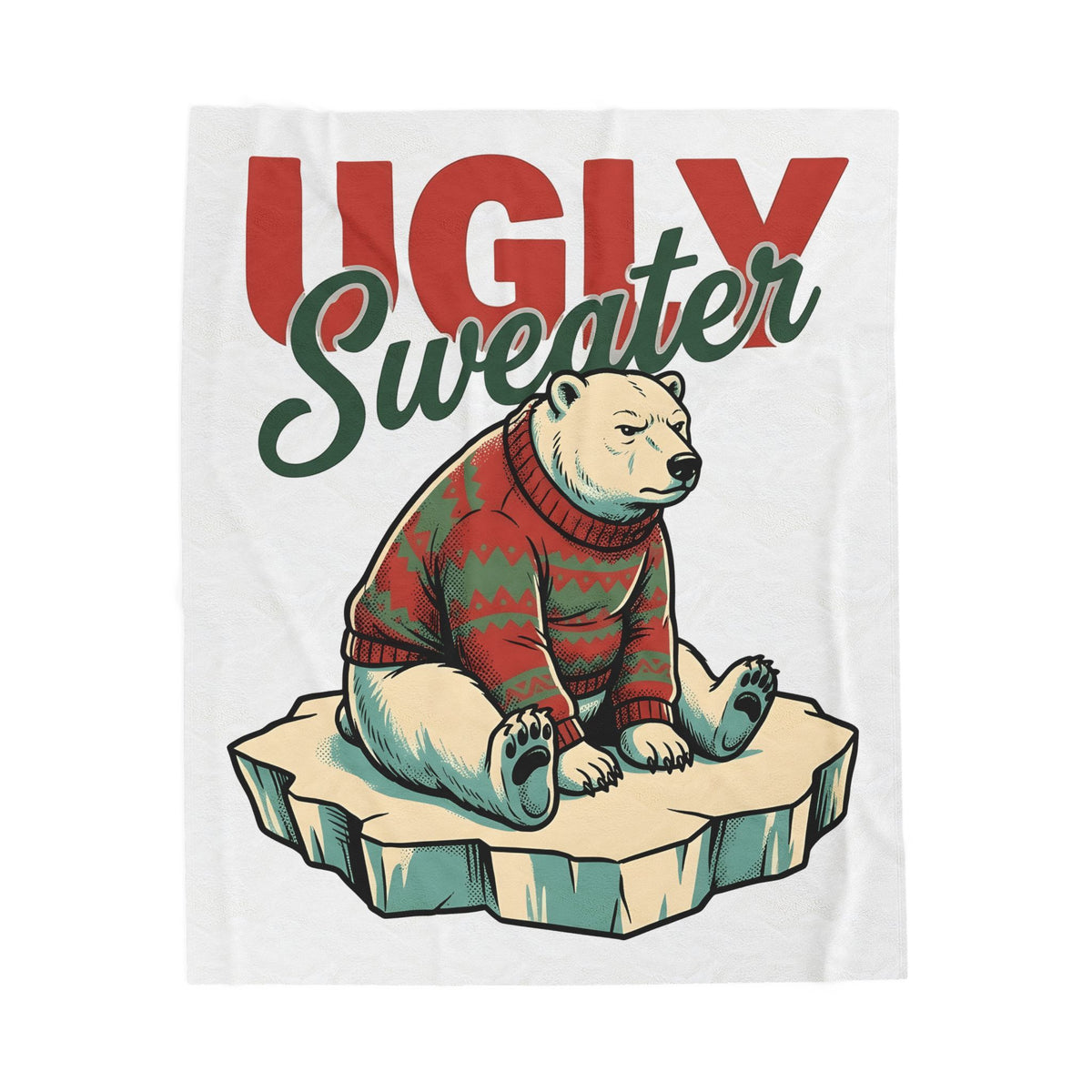 Arctic Bear Sweater Christmas Fauna Gift Nostalgic Polar Bear Xmas Fan Vintage Wildlife Doodle Blanket