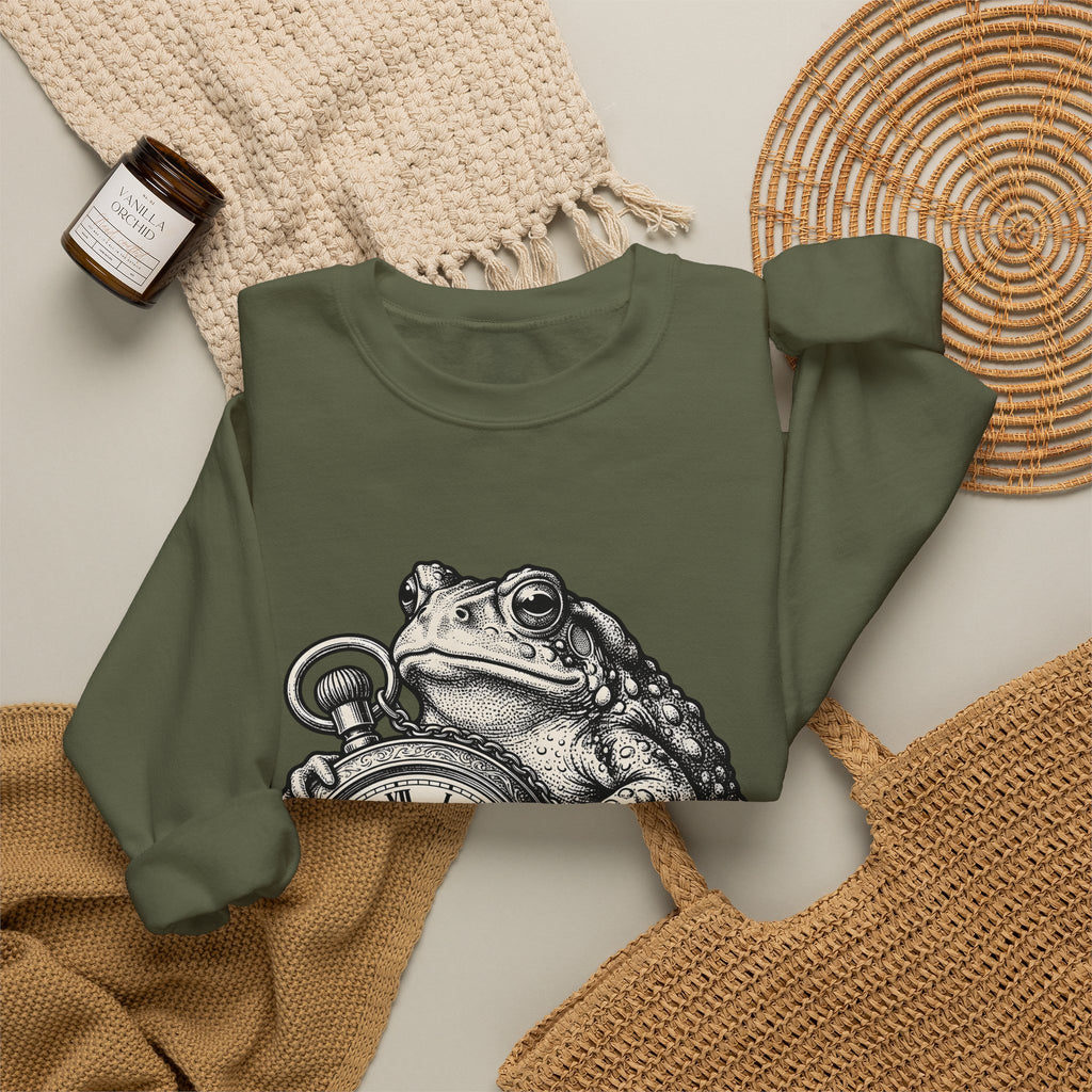 Toad Pocket Watch Sweatshirt Funny Animal Gift Women Vintage Sweatshirt Pocket Watch Sweatshirt Humor Fan Retro Sweatshirt Wildlife Graphic Hand Drawn Chain