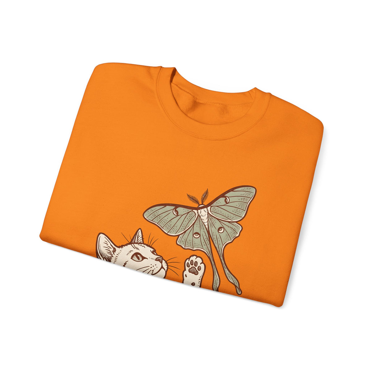 Kitten Moth Sweatshirt Cat Outdoors Gift Women Sketch Sweatshirt Kitten Sweatshirt Cat Fan Drawing Graphic Retro Leaf Sweatshirt