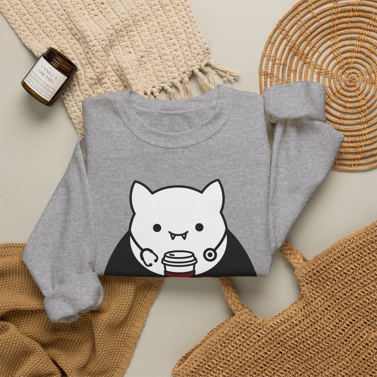 Vampire Coffee Sweatshirt Sweatshirt Nurses Fall Gift Women Cartoon Sweatshirt Coffee Cup Sweatshirt Nurse Enthusiast Comic Sweatshirt Autumn Graphic Clean Nurse