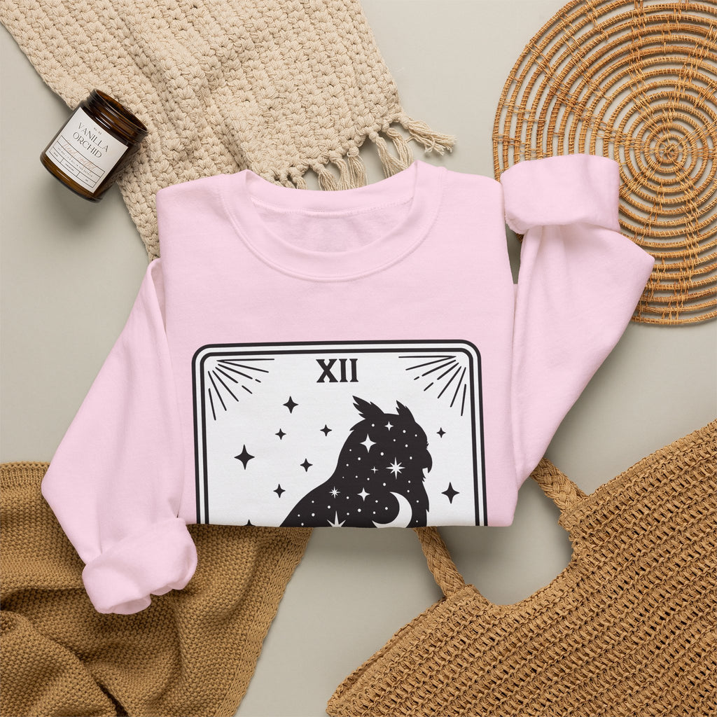 Owl Silhouette Sweatshirt Boho Chic Tarot Gift Women Celestial Sweatshirt Hoot Sweatshirt Bohemian Fan Mystical Sweatshirt Oracle Graphic Vintage Stars Sweatshirt
