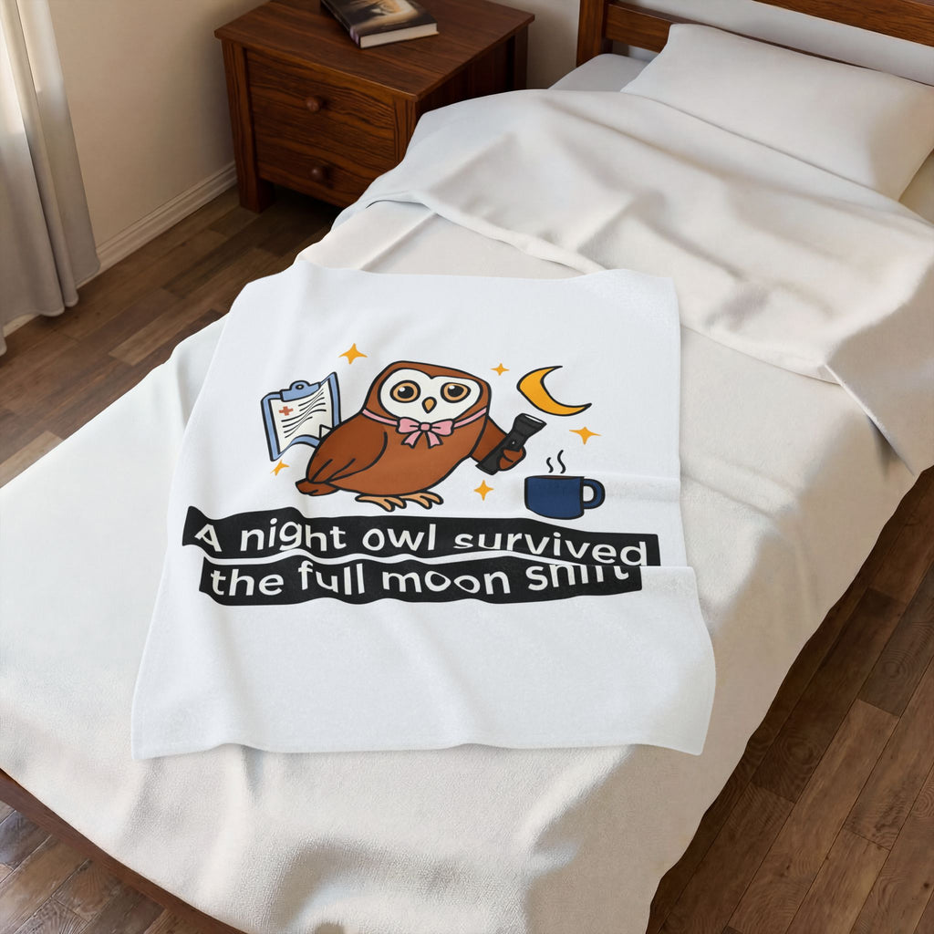 Owl Nurses Espresso Gift Comic Owl Blanket