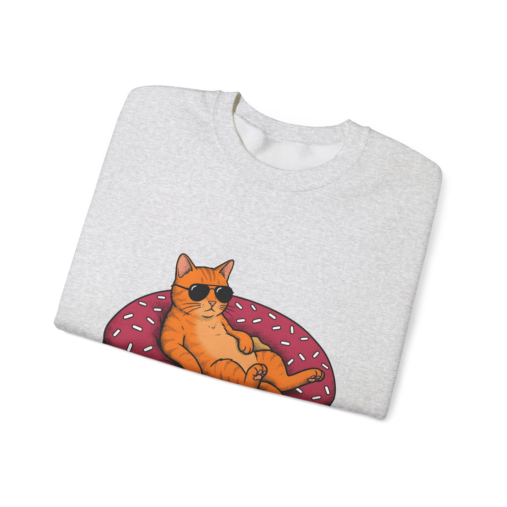Feline Donut Sweatshirt Cat Cuisine Gift Women Animated Sweatshirt Cat Sweatshirt Cat Fan Kitty Sweatshirt Food Graphic Classic Glasses Sweatshirt