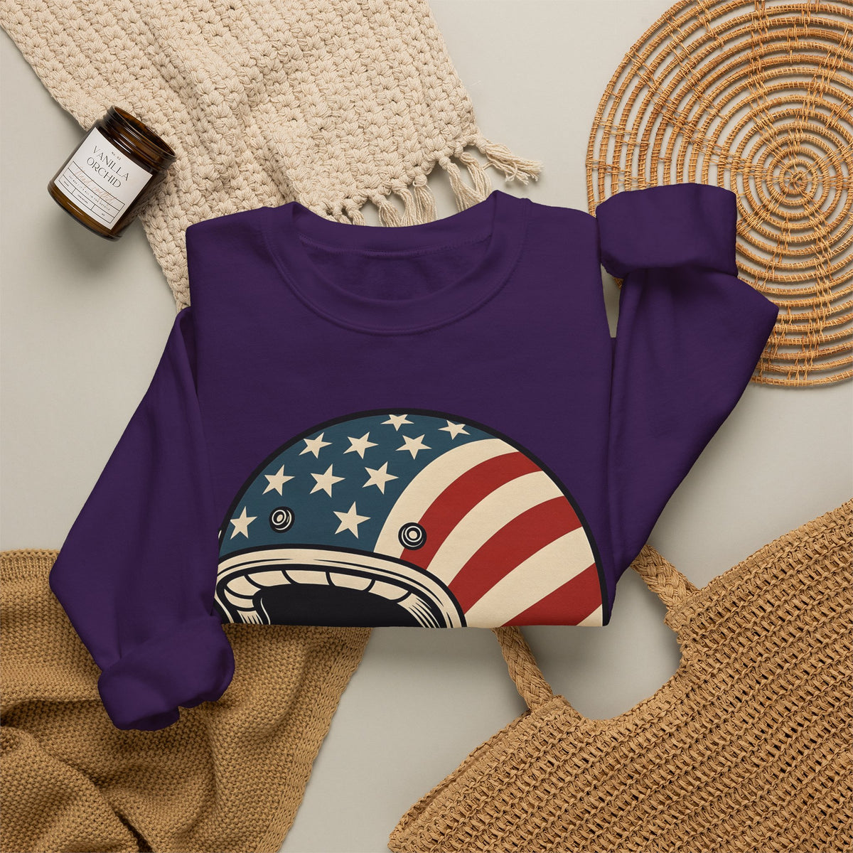 Us Flag Helmet Sweatshirt 4th Of July Liberty Gift Women Retro Sweatshirt Helmet Sweatshirt Patriot Fan Vintage Sweatshirt Retro Graphic Sweatshirt Vintage Star
