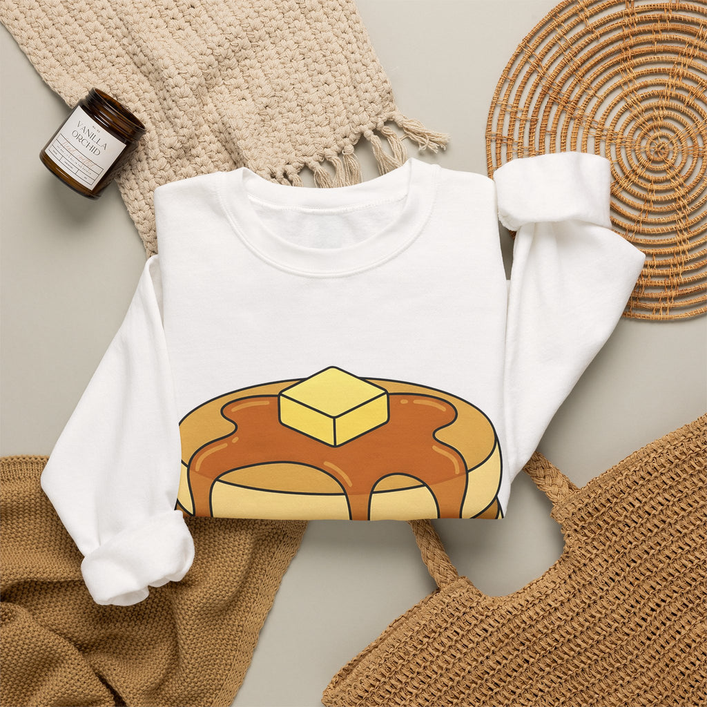 Flapjack Pile Sweatshirt Desserts Brunch Gift Women Comic Sweatshirt Granola Bar Sweatshirt Pastry Fan Cartoon Sweatshirt Breakfast Graphic Simple Honey Sweatshirt