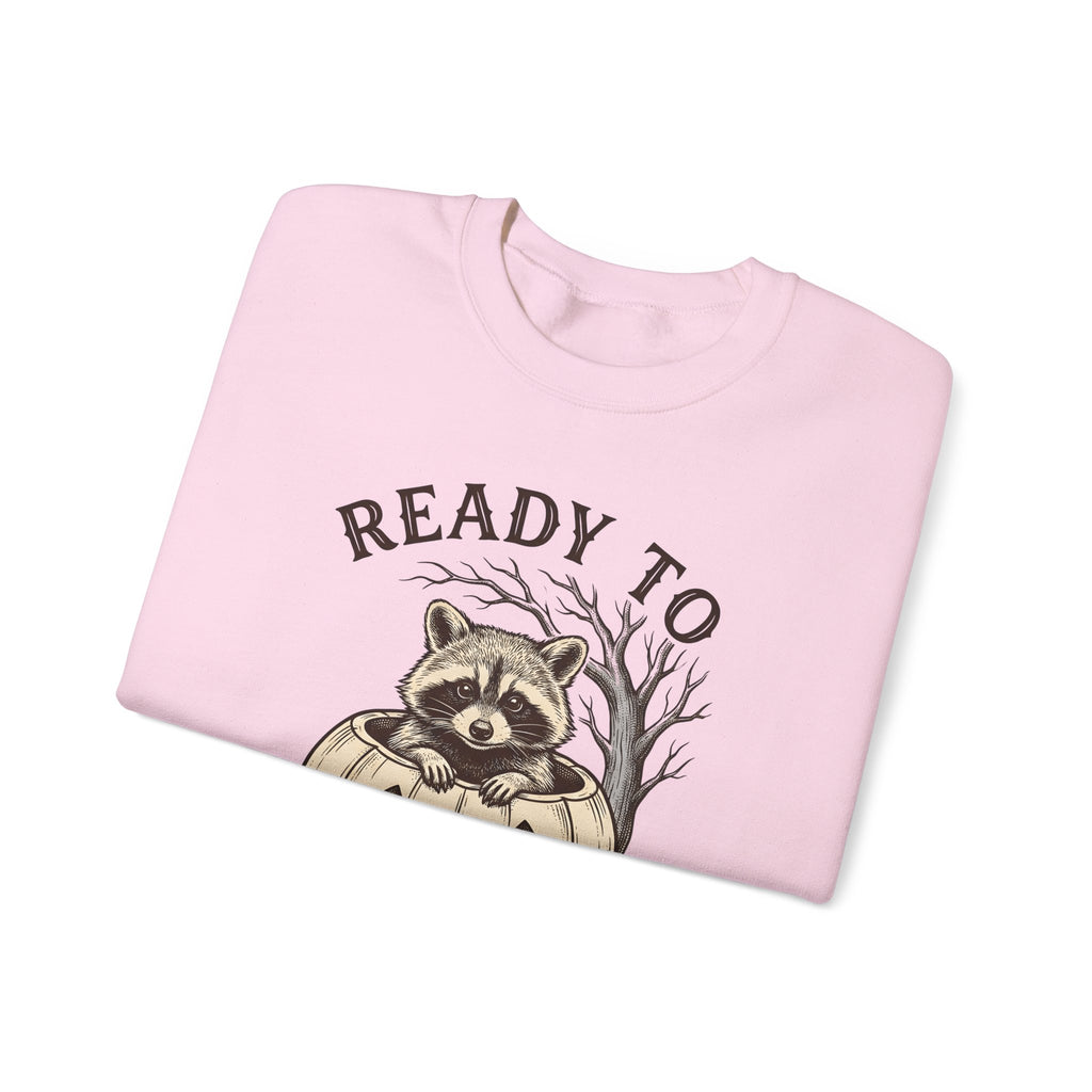 Raccoon Pumpkin Sweatshirt Halloween Animal Gift Women Vintage Sweatshirt Gourd Sweatshirt Halloween Fan Retro Sweatshirt Wildlife Graphic Hand Drawn Spooky