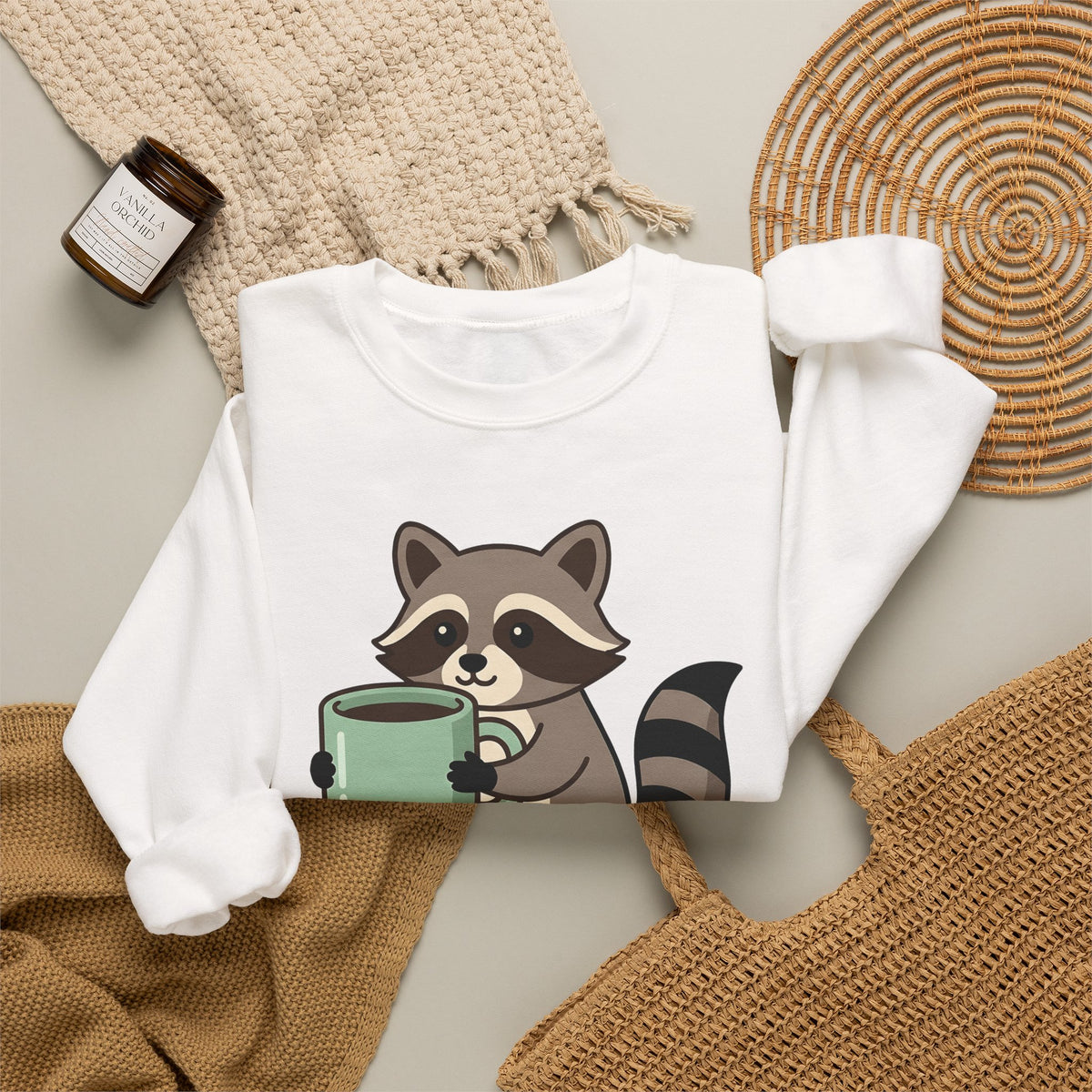Raccoon Coffee Sweatshirt Nurses Coffee Gift Women Cute Sweatshirt Coffee Sweatshirt Nurse Enthusiast Adorable Sweatshirt Caffeinated Graphic Coffee