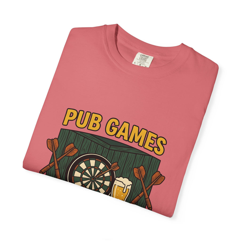Darts Game T-Shirt Sports Lounge Gift Women Grunge T-Shirt Darts T-Shirt Athlete Fan Distressed T-Shirt Relaxation Graphic Cartoon Ale Glass T-Shirt