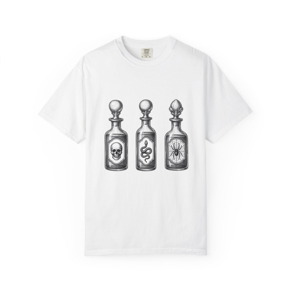 Elixir Jars T-Shirt Boho Chic Party Gift Women Hand Drawn T-Shirt Apothecary Jars T-Shirt Bohemian Fan Illustrated T-Shirt Rave Graphic Macabre