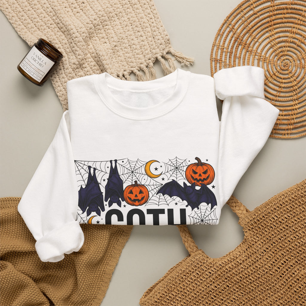 Vampire Pumpkin Goth Autumn Gift Horror Bloodsucking Dark Fan Macabre Fall Hand Drawn Webbing Sweatshirt