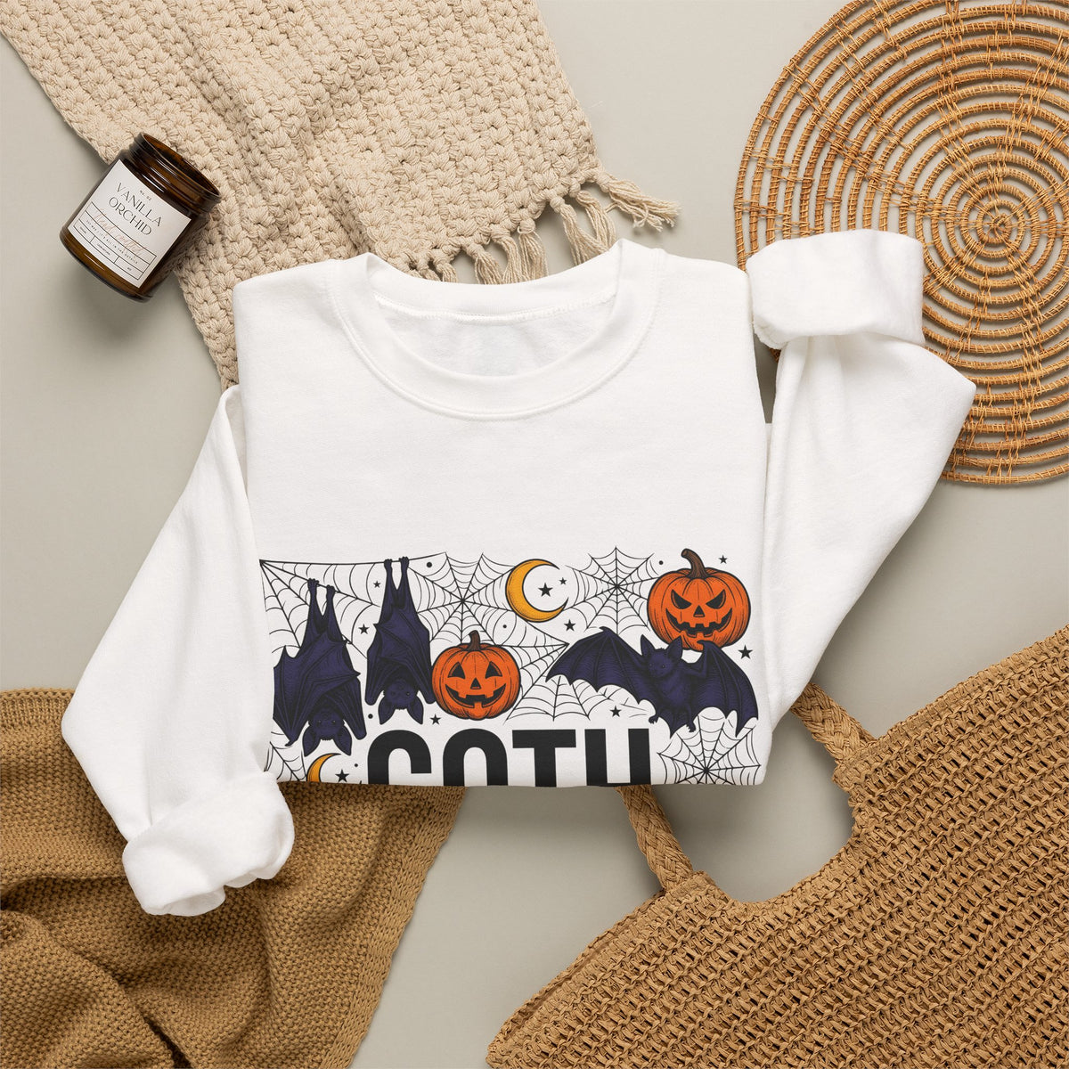 Vampire Pumpkin Goth Autumn Gift Horror Bloodsucking Dark Fan Macabre Fall Hand Drawn Webbing Sweatshirt