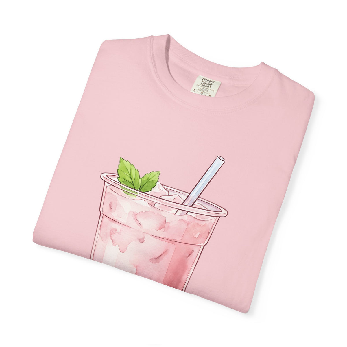Strawberry Boba Tea T-Shirt Drinks Gastronomy Gift Women Gouache T-Shirt Boba Tea T-Shirt Beverage Fan Watercolor T-Shirt Foodie Graphic Clean Mint