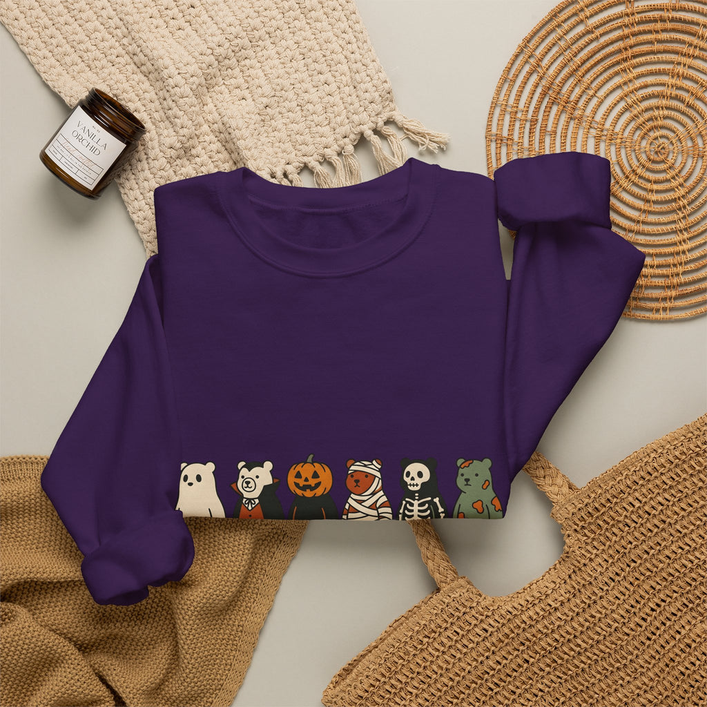 Bear Outfit Sweatshirt Halloween Wildlife Gift Women Comic Sweatshirt Teddy Sweatshirt Halloween Fan Cartoon Sweatshirt Animal Graphic Chibi Jack-O-Lantern